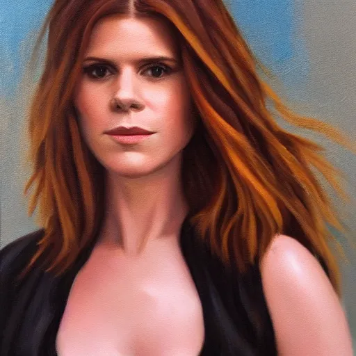 Image similar to an oil painting of kate mara