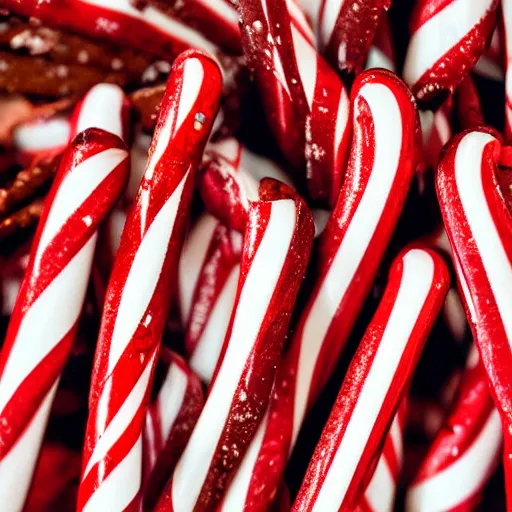 Prompt: beef jerky candy cane, photography, 8 k,