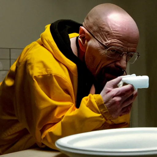 Image similar to crackhead walter white sniffing cocaine with jesse pinkman, 4 k