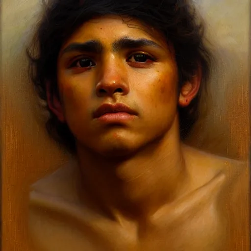 Image similar to a portrait of a good - lookiung chicano boy god,, high detail, cleary see face, by gaston bussiere, bayard wu, greg rutkowski, odd nerdrum, maxim verehin, dan dos santos, masterpiece, sharp focus, cinematic lightning - h 7 6 8