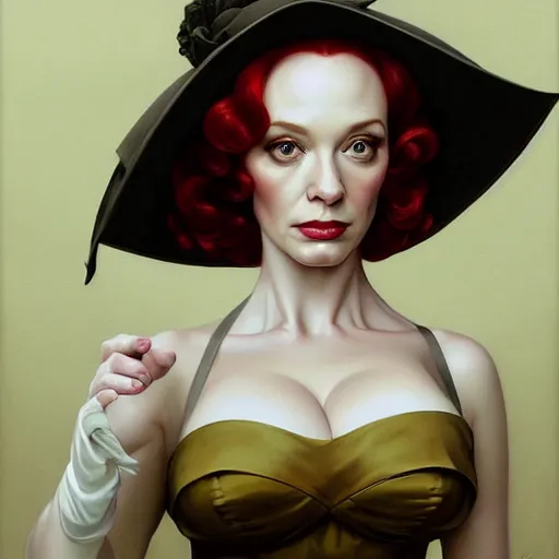 Image similar to christina hendricks in mad men, baroque painting, intricate, elegant, highly detailed, centered, digital painting, artstation, concept art, smooth, sharp focus, illustration, artgerm, tomasz alen kopera, peter mohrbacher, donato giancola, joseph christian leyendecker, wlop, boris vallejo