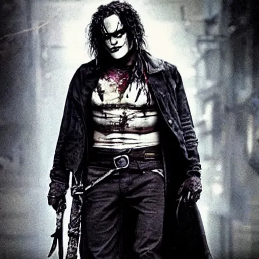 Prompt: Heath Ledger as The Crow