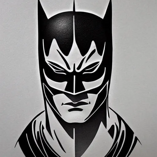 Prompt: tattoo design, stencil, portrait of batman by artgerm
