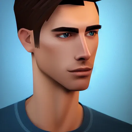 Prompt: tall man in his twenties with brown blond short quiff hair and thin slightly round facial structure with cleft chin, straight eyebrows and prominent nose, good definition of cheekbones, big hazel nut brown eyes, narrow face, slim body, atmospheric lighting, unreal engine 5, minecraft, highly detailed by charlie bowater