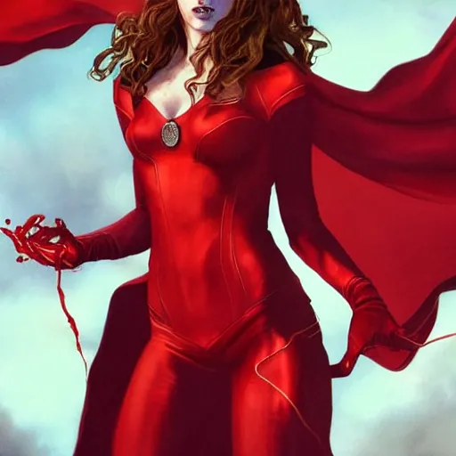 Image similar to the scarlet witch from marvel comics, artstation hall of fame gallery, editors choice, #1 digital painting of all time, most beautiful image ever created, emotionally evocative, greatest art ever made, lifetime achievement magnum opus masterpiece, the most amazing breathtaking image with the deepest message ever painted, a thing of beauty beyond imagination or words