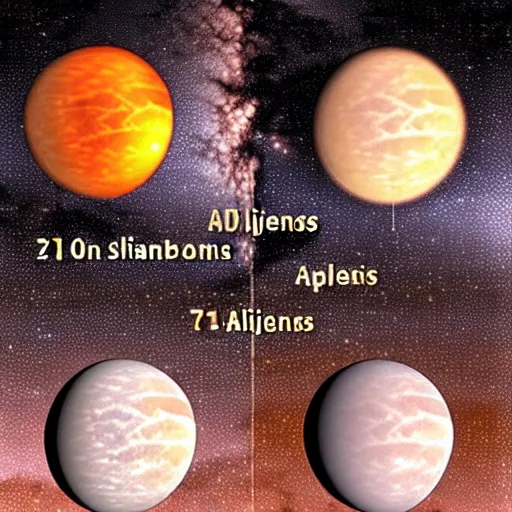 Prompt: a 7 2 different sizes and separate moons in the skies of an alien planet