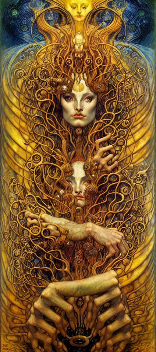 Image similar to Divine Chaos Engine by Karol Bak, Jean Delville, William Blake, Gustav Klimt, and Vincent Van Gogh, symbolist, visionary