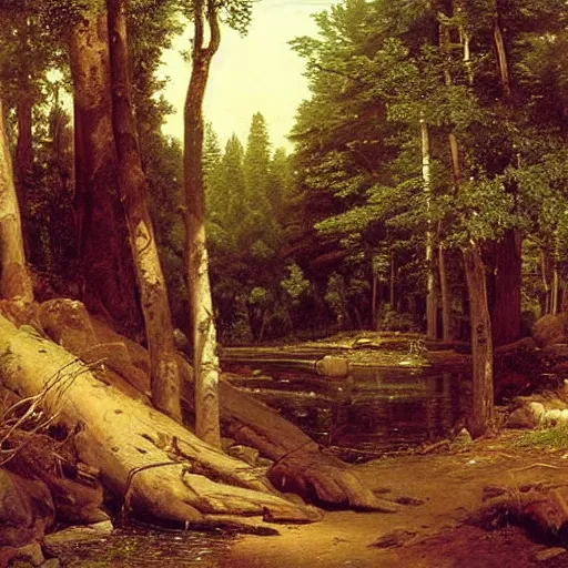 Image similar to by ivan shishkin and asher brown durand