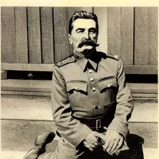 Image similar to Joseph Stalin on his knees