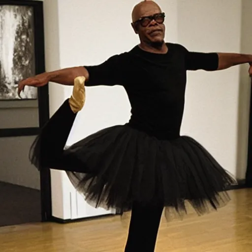 Prompt: Samuel L. Jackson as a ballerina, dancing elegantly
