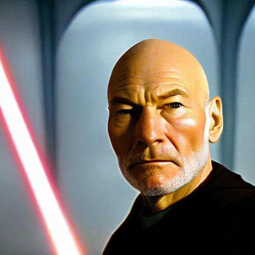 Image similar to patrick stewart as obi wan kenobi, photo