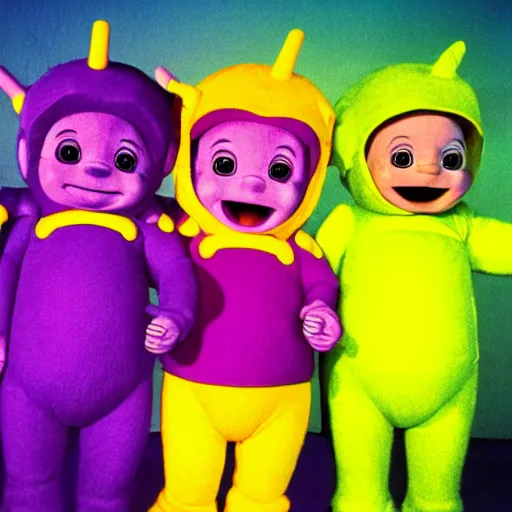 Image similar to Teletubbies with dwarfism acidwave