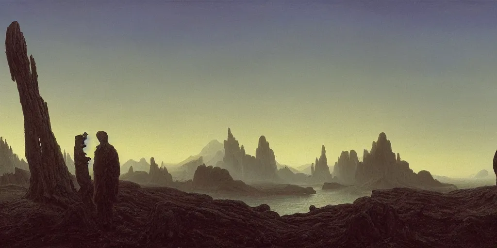 Prompt: background environment without main subject to focus on, no people nor person, volumetric light from nearby sources, style by caspar david friedrich and wayne barlowe and ted nasmith.