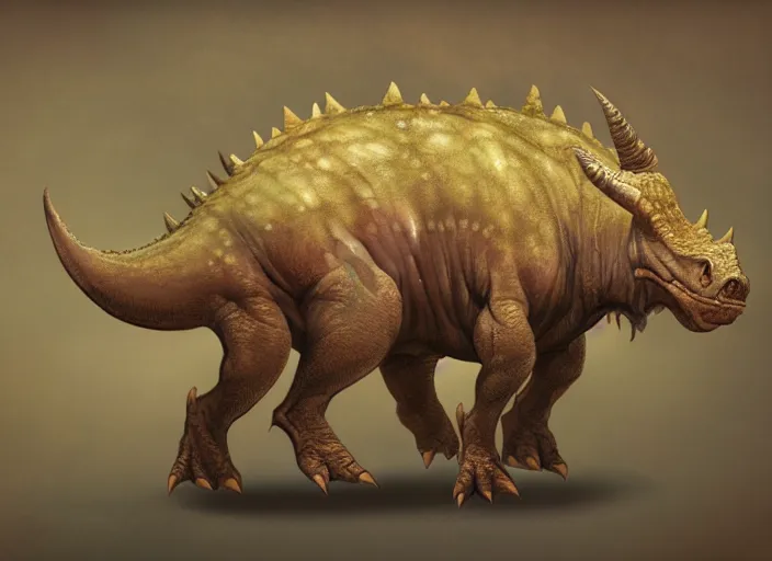 Prompt: character design for a triceratops made by cookies, oil painting by jama jurabaev, extremely detailed, brush hard, artstation, for aaa game, high quality, brush stroke