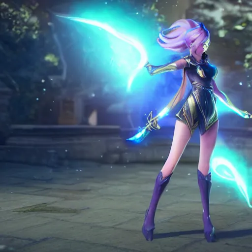 Image similar to action shot of Lux (League of Legends) in the show arcane, 3d render, stylized, highly detailed, unreal engine 5, fortiche studio