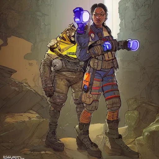 Image similar to wattson. Apex legends. Concept art by James Gurney and Mœbius.