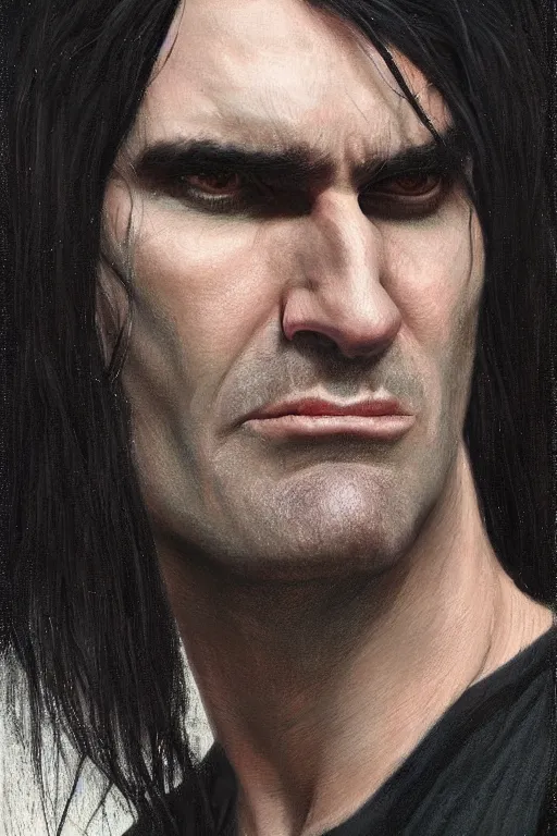 Image similar to realistic portrait of peter steele from type o negative by greg rutkowski