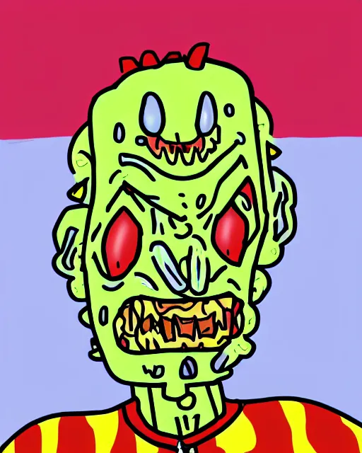 Image similar to freddy krueger in the style of rick and morty