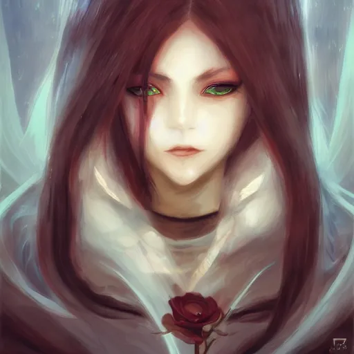 Image similar to zero from drakengard by anato finnstark, artgerm and wlop, woman with flower on her eye, beautiful composition, pretty face