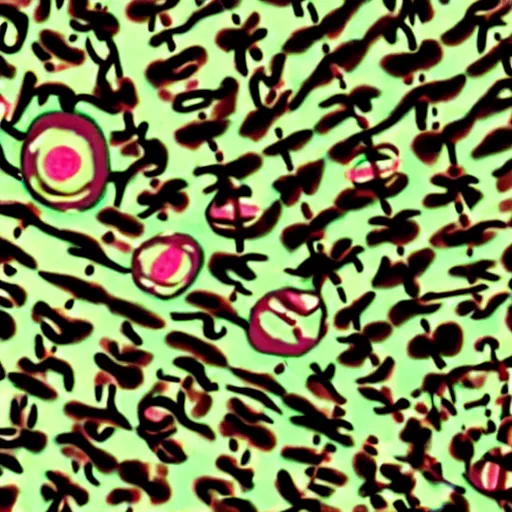 Image similar to microscopy of cell in metaphase except the chromosomes are replaced by tiny humans