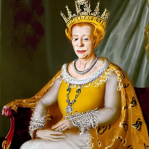 Prompt: banana queen of england elizabeth.