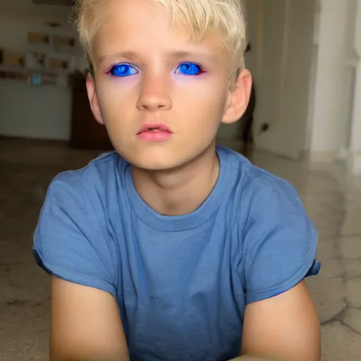 Prompt: a photo of a boy with blonde hair and blue eyes, extremely photorealistic and real eyes, detailed facial structure