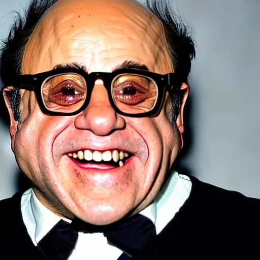 Image similar to a photograph of danny devito after a truly disastrous spaghetti incident