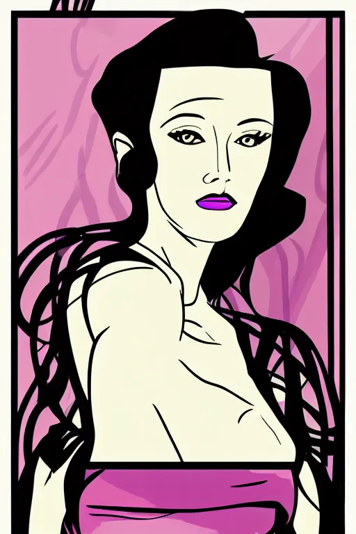 Prompt: digital illustration of 80s style girl by Patrick Nagel artist