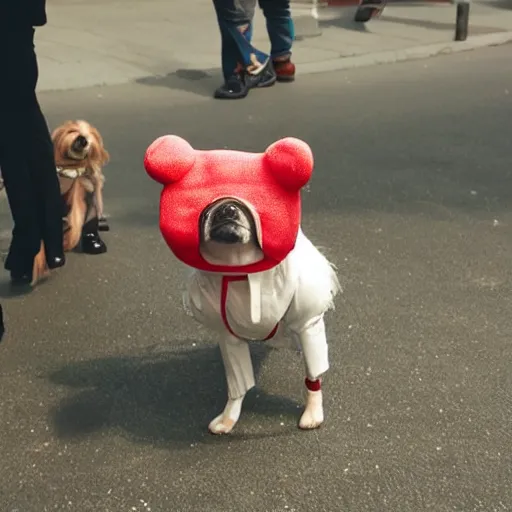 Image similar to a person wearing a dog suit