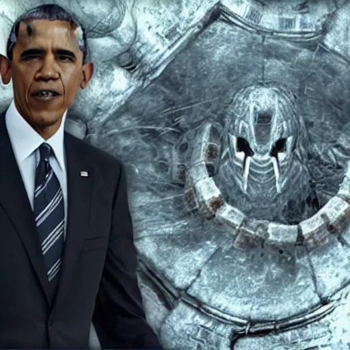 Prompt: Screenshot of Obama in Darksouls easteregg, youtube,