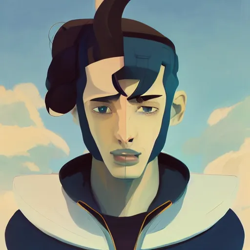 Image similar to face icon stylized minimalist space dandy, loftis, cory behance hd by jesper ejsing, by rhads, makoto shinkai and lois van baarle, ilya kuvshinov, rossdraws global illumination