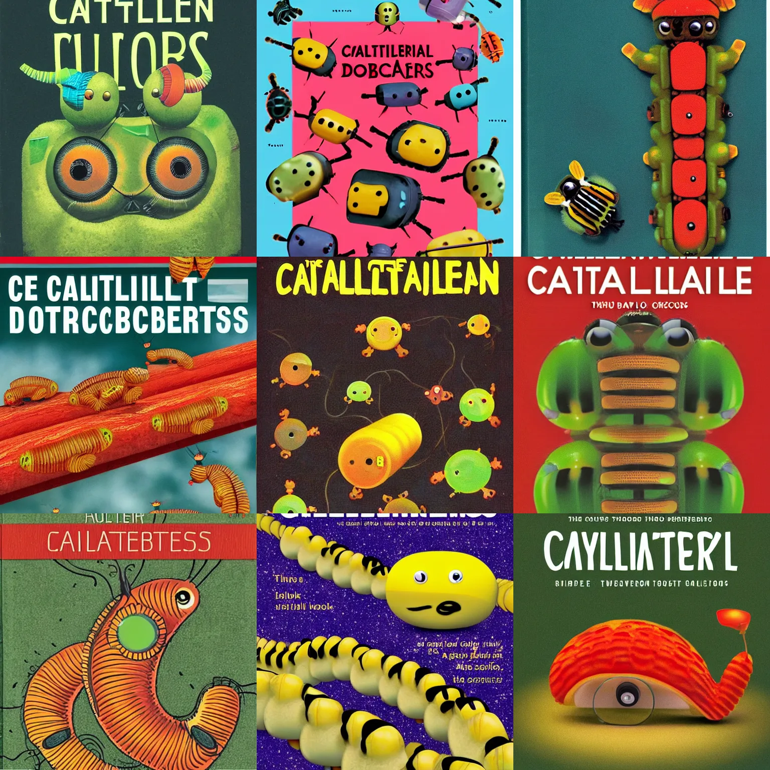 Prompt: the cover of a book entitled'caterpillar robots'