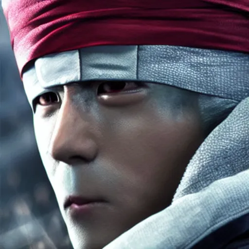 Prompt: Kakashi's real face in live action. Ultra realistic. Realistic. 4k.