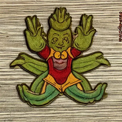 Prompt: cute colourful humanoid mandrake root, from medieval herbarium, highly detailed, sharp focus, sticker,