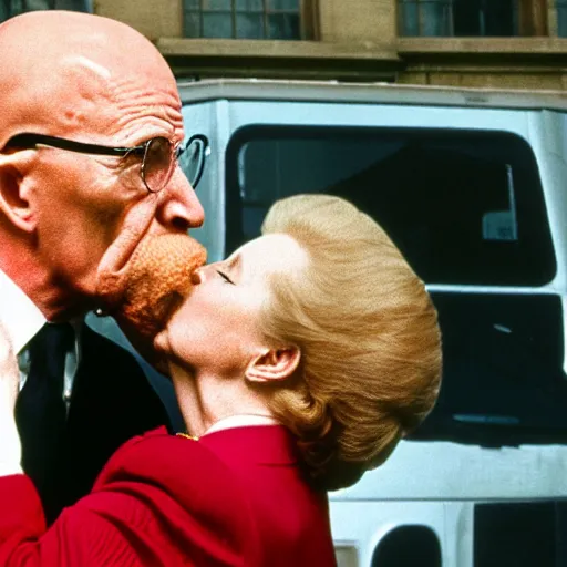 Prompt: Margaret Thatcher kissing Walter White
