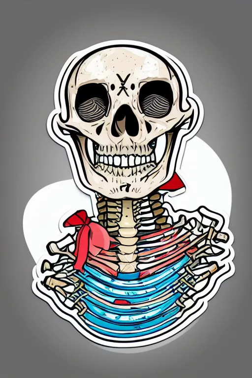 Prompt: A portrait of a skeleton that is a gangster, sticker, colorful, illustration, highly detailed, smooth and clean vector curves, no jagged lines, vector art, smooth