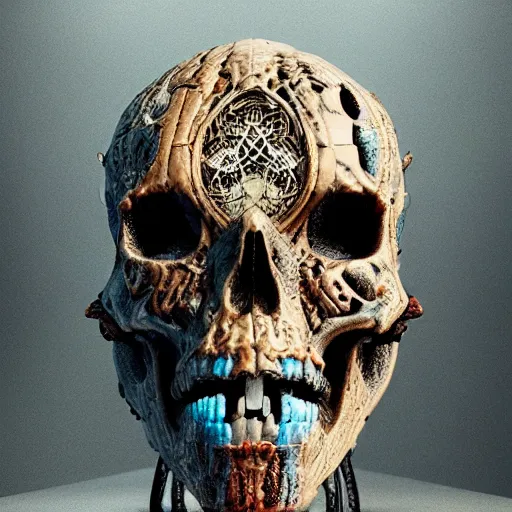 Image similar to portrait_of_a_melting_skull._intricate_abstract._intricate_artwork._by_Tooth_Wu_wlop_beeple_dan_mumford._octane_render_trending_on_artstat