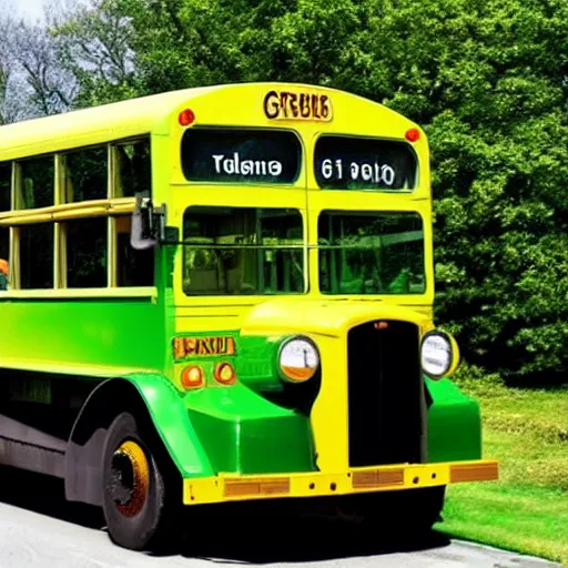 Image similar to a green school bus