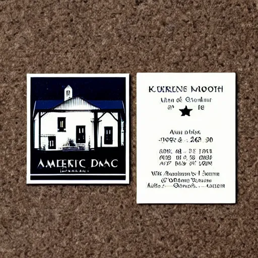 Prompt: 1 9 2 0 s, business card, design, distribution company, american gothic logo