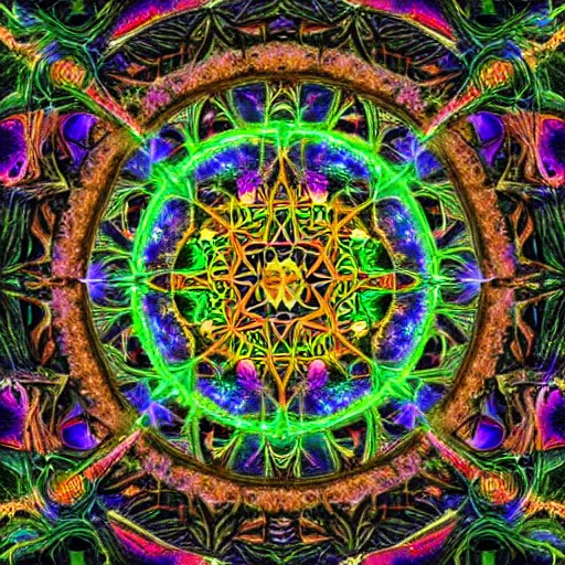 Prompt: druid dubstep trance goa mandala psychedelic trippy deepdream hallucination hallucinogenic hypnogogic ethereal ethereality dreamscape maximalist intricate detailed by ron walotsky surrealism visionary psychedelic incredible gorgeous beautiful forest