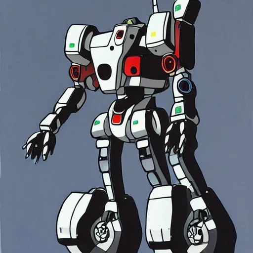 Image similar to a detailed painting of boston dynamics atlas robot by Hayao Miyazaki, Gundam style