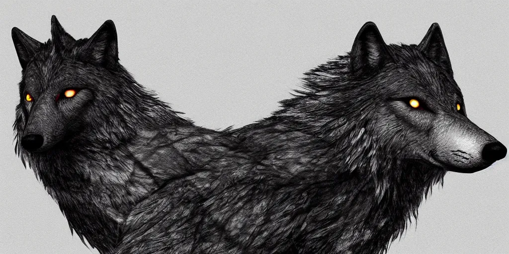 Image similar to wolf merged with crow,! photorealistic,! concept art