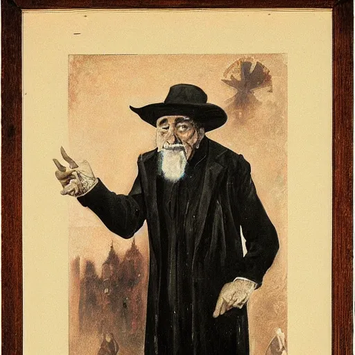 Prompt: an old magician by James Bama,