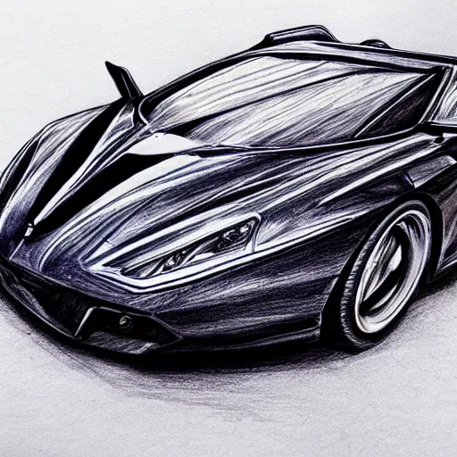 Image similar to ballpoint pen drawing of the batmobile