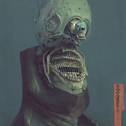 Image similar to style by millais, ( ( ( ( ( ( ( ( by beksinski ) ) ) ) ) ) ) ), portrait painting of mechanical victorian yokai, 8 k, highly detailed, octane render, by millais,