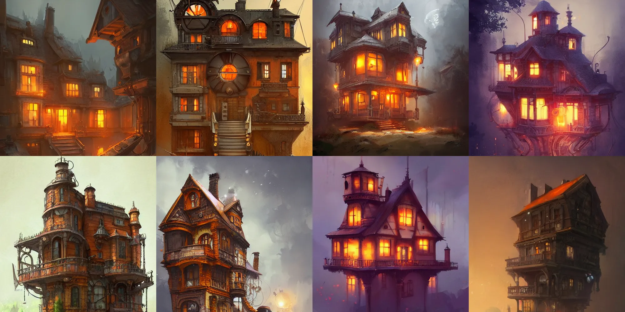 Prompt: steampunk house made from orange, digital art, concept art, by greg rutkowski, loish, trending on artstation