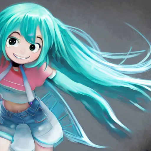 Image similar to hatsume miku as a pixar cars character, digital art, detailed