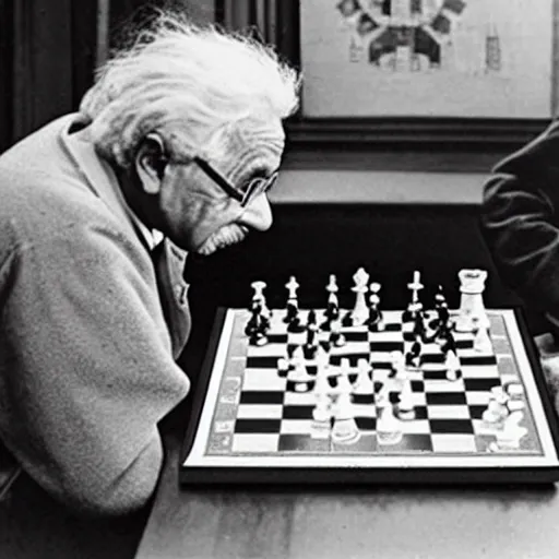 Image similar to albert einstein playing chess
