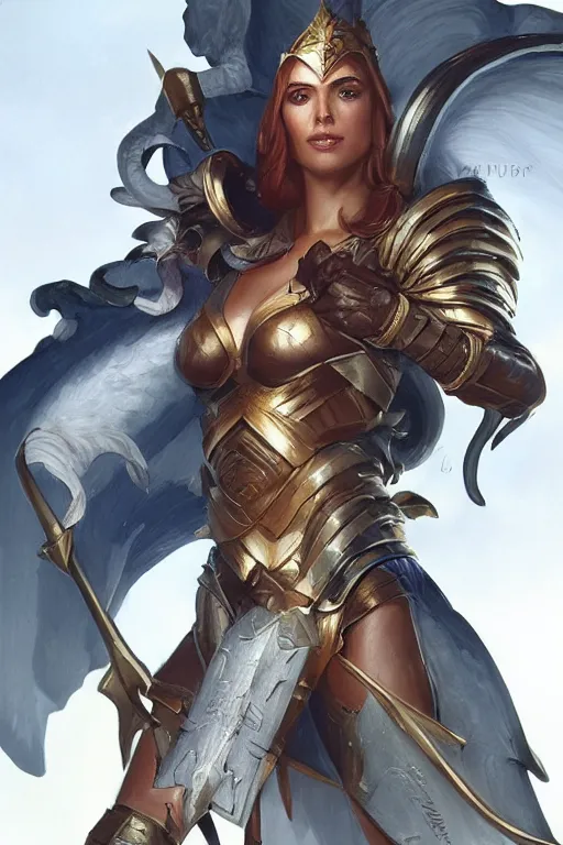 Image similar to amazon valkyrie athena, d & d, fantasy, portrait, highly detailed, headshot, digital painting, trending on artstation, concept art, sharp focus, illustration, art by artgerm and greg rutkowski and magali villeneuve