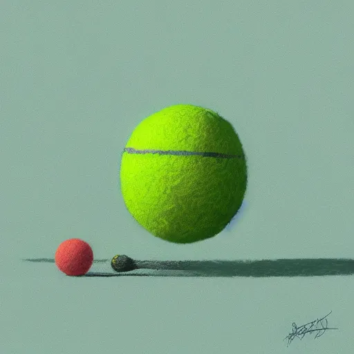 Image similar to highly detailed vfx portrait of a character of a tennis ball monster stephen bliss, chalk, unrealengine, greg rutkowski, loish, rhads, beeple, chalk, makoto shinkai and lois van baarle, ilya kuvshinov, rossdraws, tom bagshaw, basil gogos